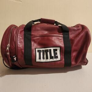 Vintage Title Boxing Leather Red Black Club Sport Gear 16 x 10in Duffel Gym Bag